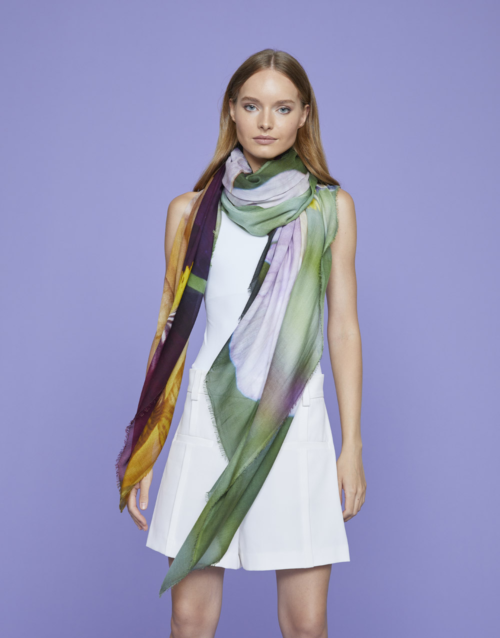 Faliero Sarti graphic-print scarf - Purple