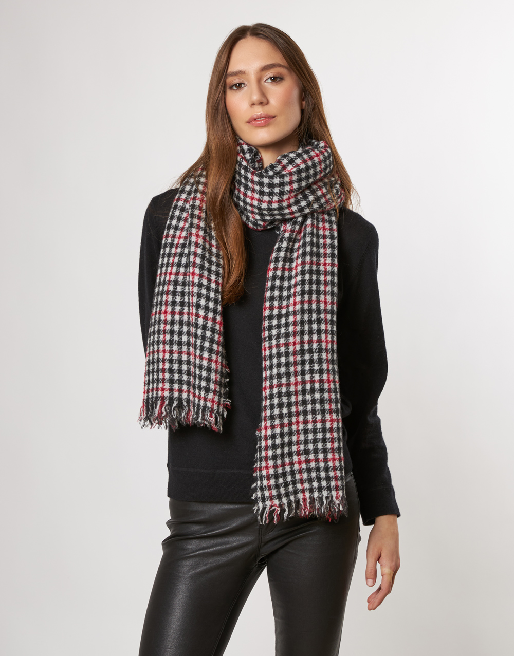 Scarf with check pattern in virgin wool | Faliero Sarti Zaccaria