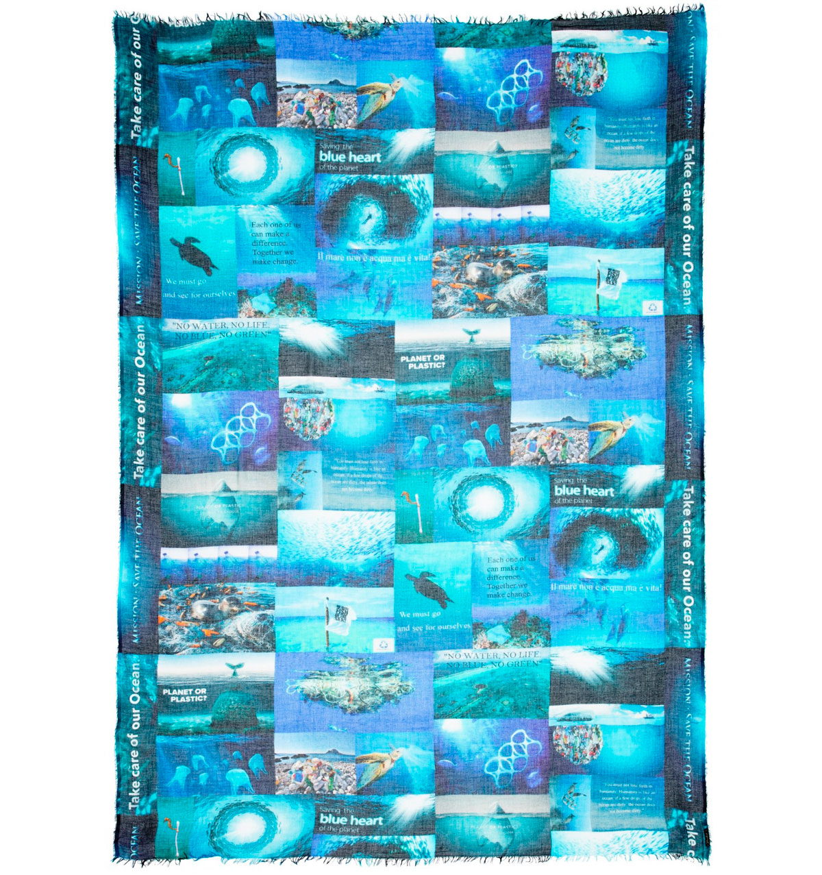 <p>Modal and cashmere blend printed scarf</p> | Faliero Sarti Save the ocean