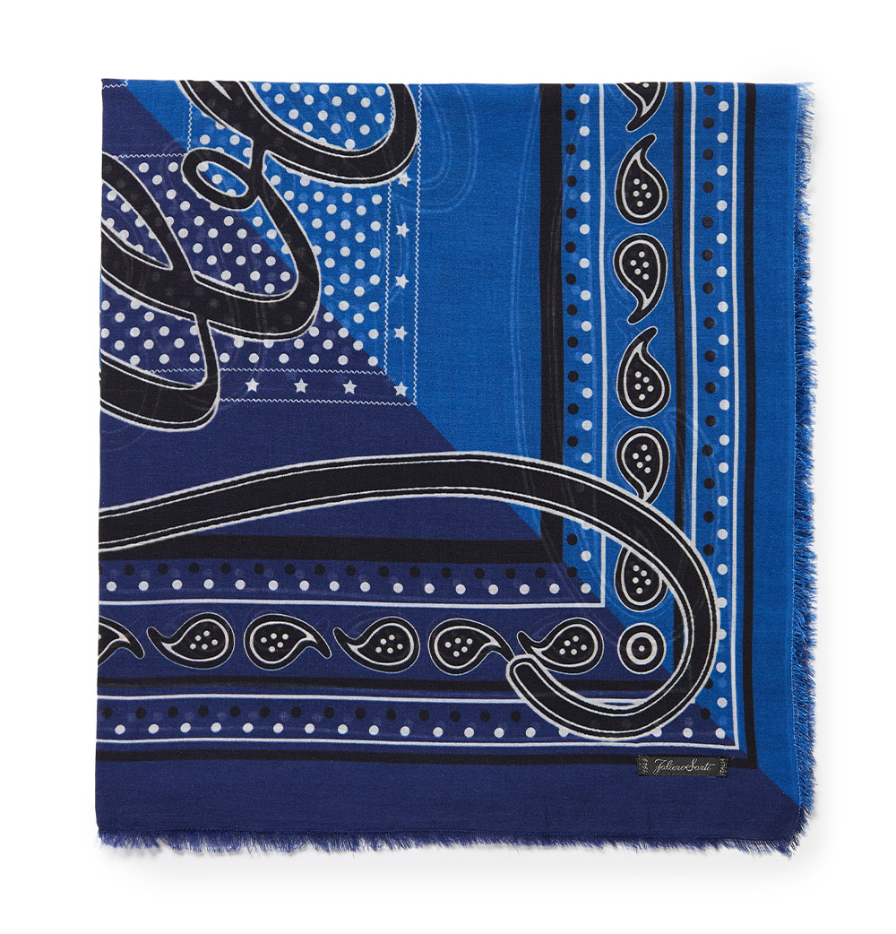 <p>Printed modal, cotton, and cashmere scarf</p> | Faliero Sarti Monica