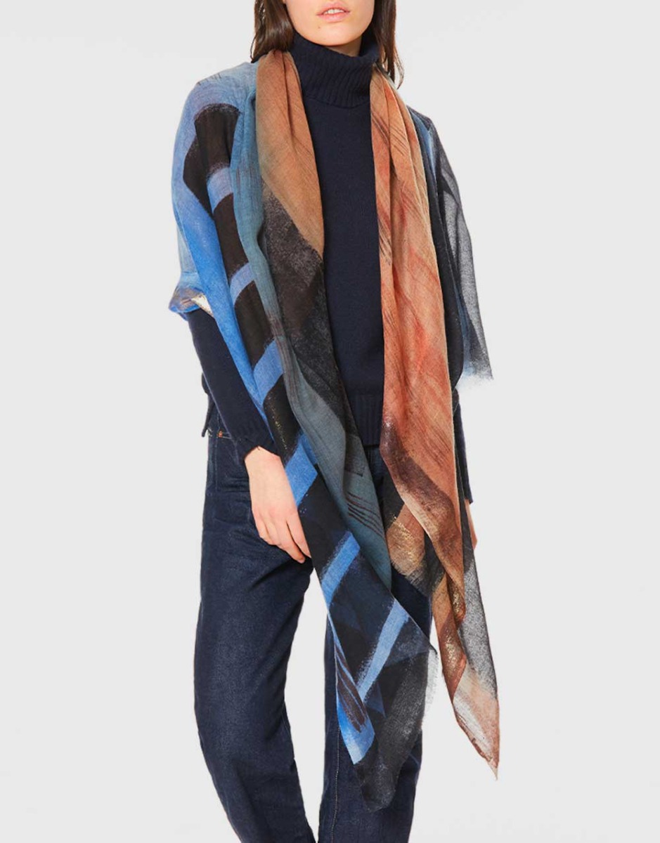 Virgin wool stole with applications | Faliero Sarti Vanda