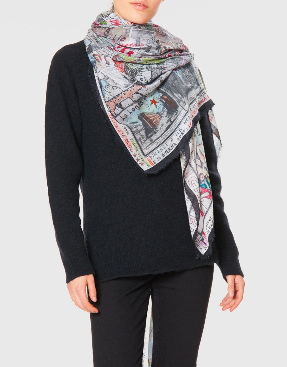 Modal and cashmere printed scarf | Faliero Sarti Dante
