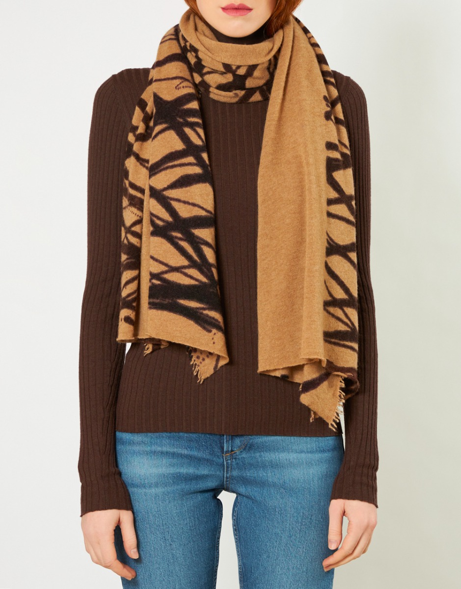 Recycled cashmere blend scarf with brushstrokes | Faliero Sarti Siox