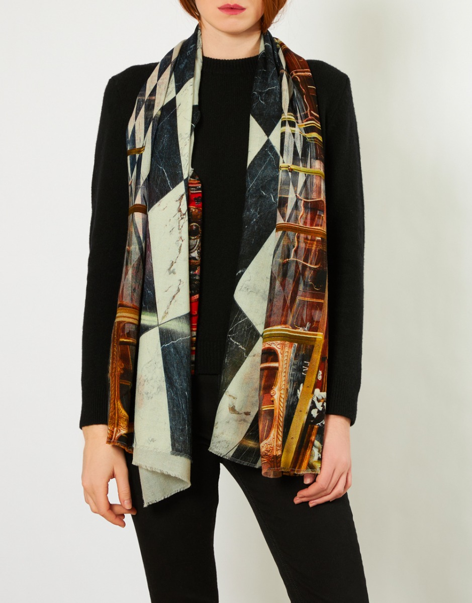 Pure wool printed scarf | Faliero Sarti Grotta Verde Di Dresda