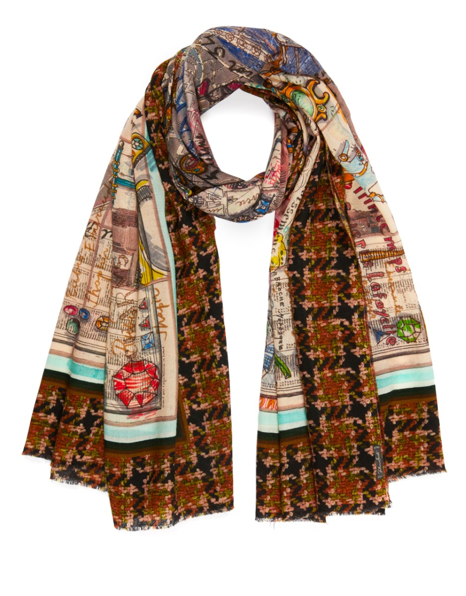 Paris | Oversized pure wool printed scarf